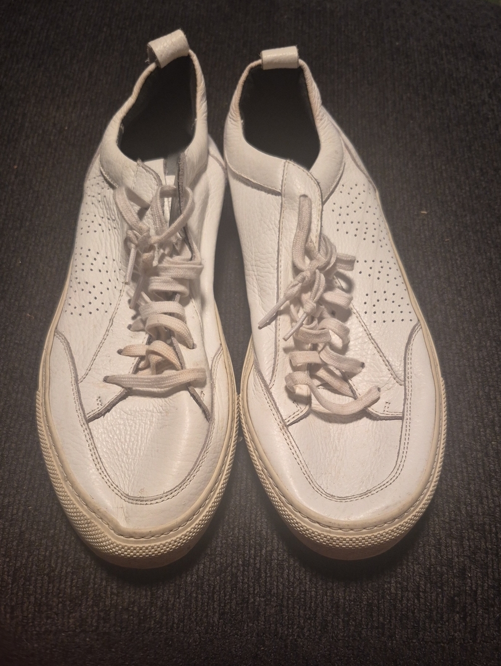 P448 White Leather Low-Top Sneakers with Cream Sole